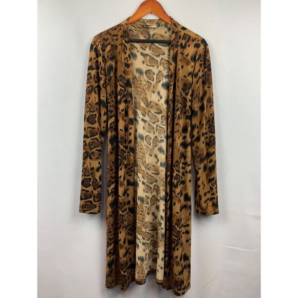 Susan Lucci Animal Print Womens Cardigan With Tie Waist M - Picture 1 of 3